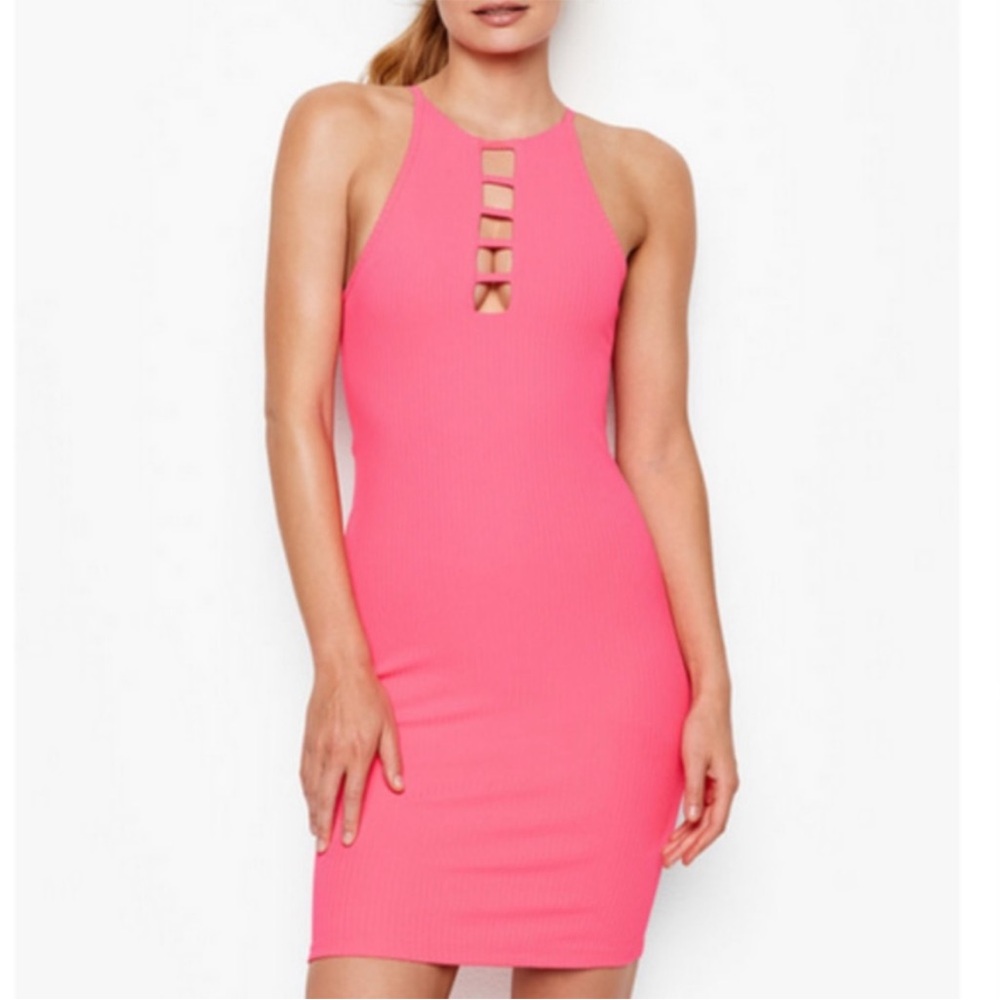 Victoria's Secret Sport Mini Dress Strappy Ribbed Mauve